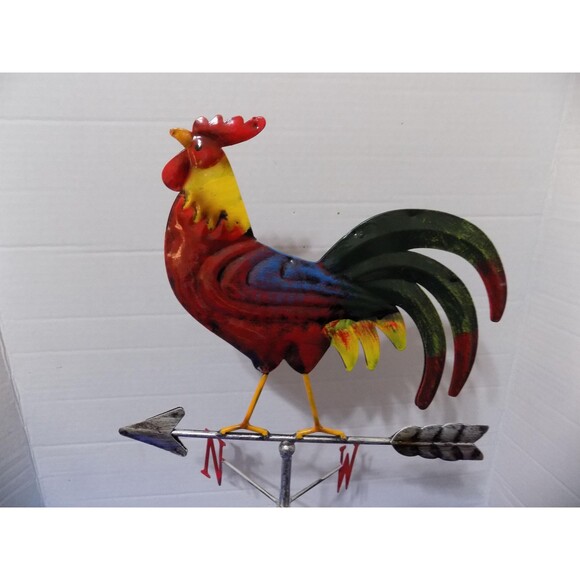 New Rooster Weathervane Metal Movable Figurine Sculpture Country Farmhouse Decor - Picture 3 of 6